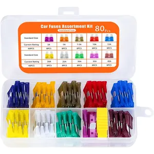 80 PCS Standard Car Fuses Assortment Kit, Blade Fuses Automotive with Fuse Puller, for Car, Truck, Motorcycle, Boat, RV, Camper (3 A/5 A/7.5 A/10 A/15 A/20 A/25 A/30 A/35 A/40 A)