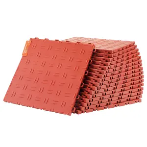 Interlocking Garage Floor Tiles 12 X 12 X 0.53 Inches, 25 Pack, Non-Slip Double-Sided Textured Garage Flooring Tiles, Durable Red Interlocking Garage Tile System For Garages, Basements, Workshops, And Repair Shops