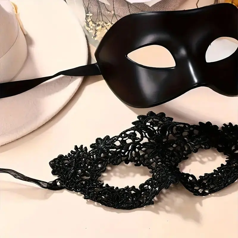 3pcs Prom Party Holiday Party Mask - PVC, Pop Culture Theme, Perfect for Mardi Gras & Costume Parties, Party Event Lace Kit