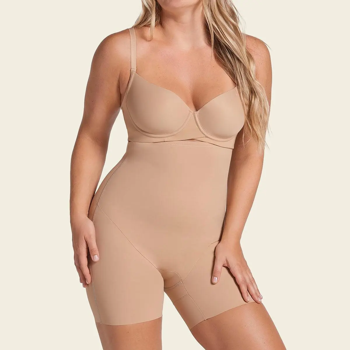 Leonisa On Target Strapless Sculpting Step-in Body Shaper with Short Bottom
