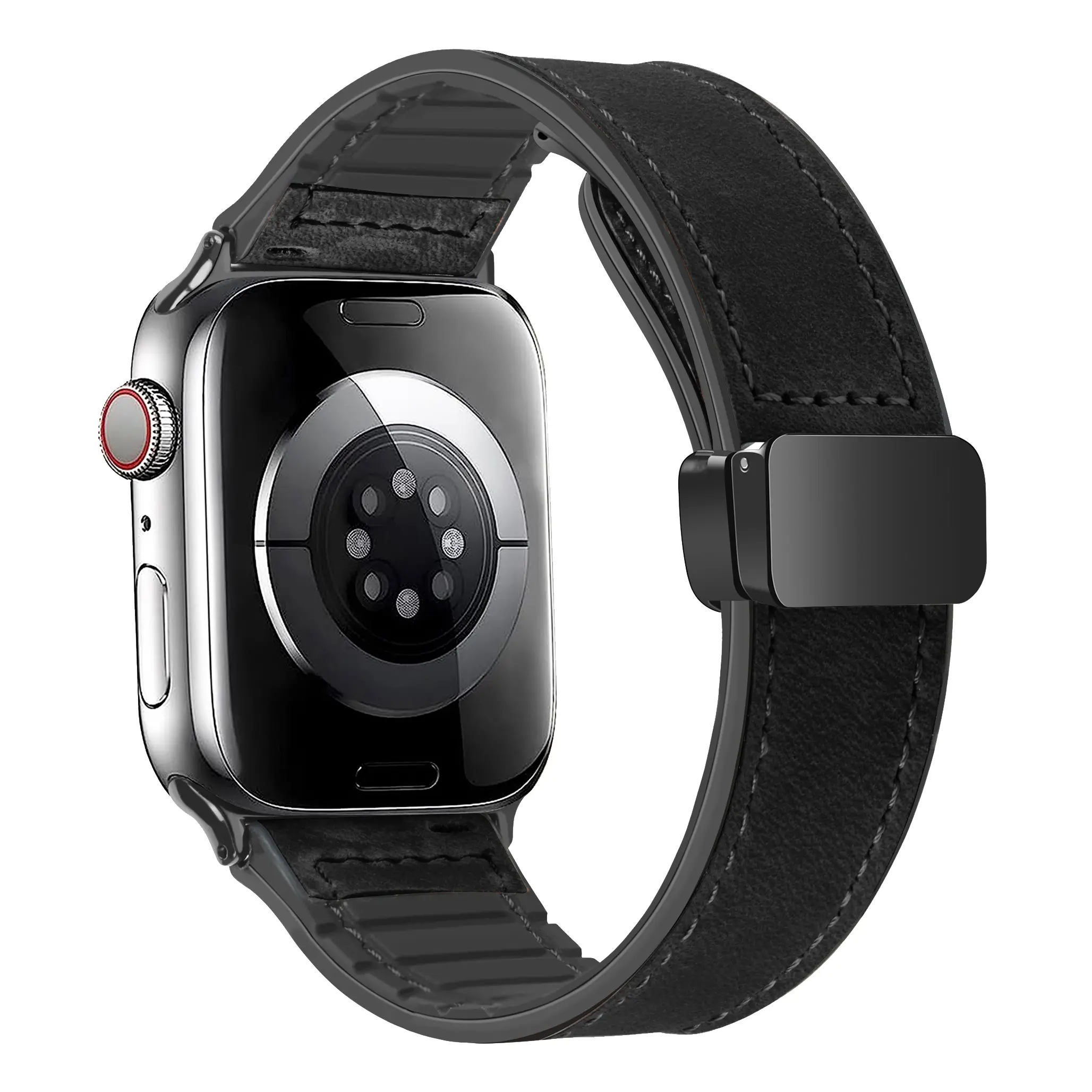 Magnetic Leather Bands Compatible with Apple Watch 49mm 46mm 45mm 44mm 42mm(Series 3/2/1) for Men Women, Genuine Leather with Magnetic Buckle for iWatch Ultra 1/2 Series SE/10/9/8/7/6/5/4/3