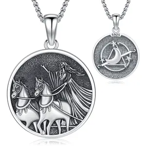 DRINSPER Nyx Necklace 925 Sterling Silver Pendant Nyx the Goddess of Night and Darkness from Greek Mythology Pagan Jewelry for Women
