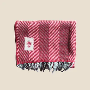 Red & White Alpaca Blanket with W Crest (WS)