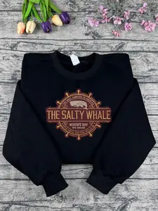 The Salty Whale of Widow's Bay -Soft Vintage Seafood Restaurant Bar Pub embroidered sweatshirt,hoodie and quarter zip