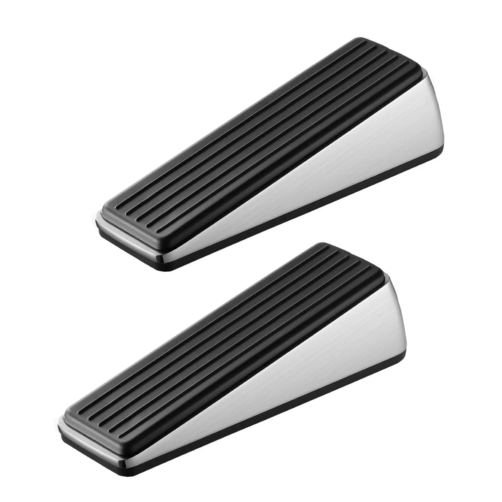 【Summerfinds】VEVOR Heavy Duty Door Stopper Wedge 2-Pack, Durable Metal Stops, Premium Zinc Alloy, Dual-Sided PVC Pads, 2 Self-Adhesive Anti-Collision Stops, 4.7x1.57x1.24in, Rust Resistant, Tool-Free Easy Installation, for Bottom Door Types, Fits Tight Ga