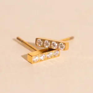 Crystal Quad Bar Stud Earrings