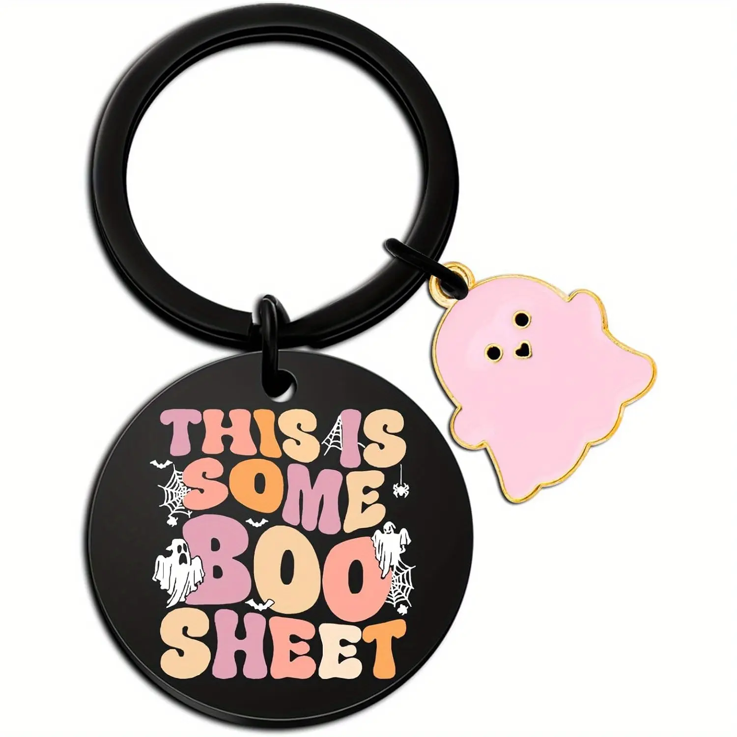 Halloween Ghost Keychain - Stainless Steel "Boo Sheet" Pun Keyring - Cute Accessory for Women, Teen Girls, and Halloween Basket Stuffers