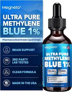 Ultra Pure Methylene Blue Pharmaceutical Grade 1% USP Drops, Brain Health Dietary Supplement for Humans,3rd Party Tested,No Formaldehyde, Made in USA, 2 Fl Oz (60 mL)