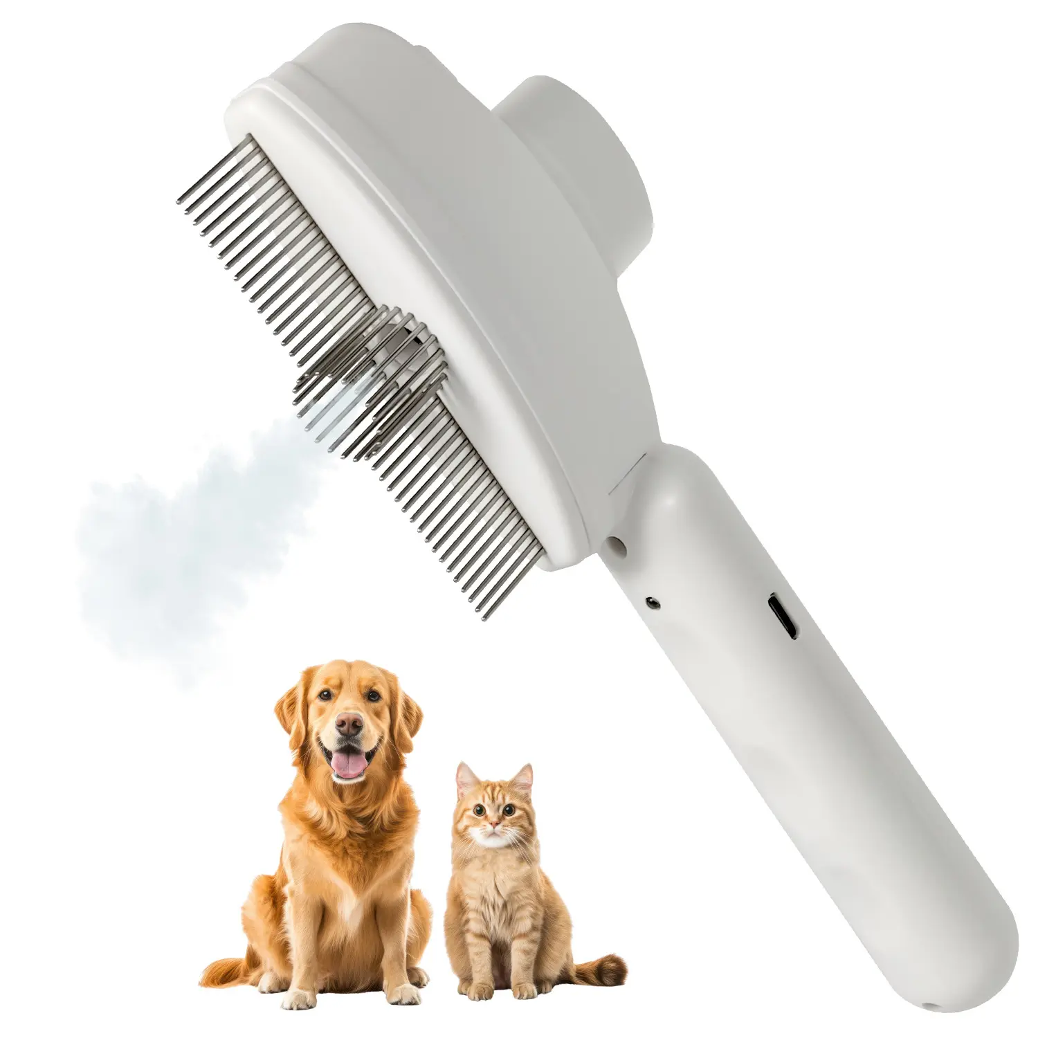 LIVEKEY De-Shedding Brush for Cats & Dogs - Stainless Steel Close-Spacing Teeth, LED Light, Self-Cleaner, Anti-Static, Lightweight Pet Grooming Tool, Fur Removal Brush for Effortless Hair Removal, Tangle Fix, De-Shedding Brushes, Fur Removal Brushes