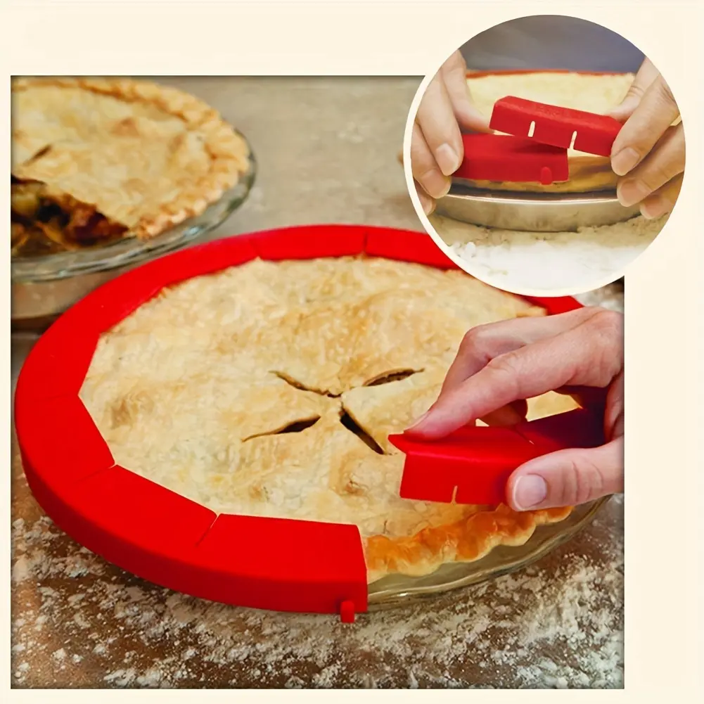 1pc 11IN Adjustable Pie Crust Shield Silicone Pie Protectors Adjustable Bake Crust Protector Pie Crust Protector Cover Kitchen Tool Kitchen Cooking Accessories For Baking Pie Pizza, Fit 8-11Inch Pies