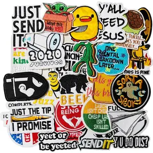 30Pcs Funny Sayings and Prank Meme Embroidery Patches DIY Motif Iron On Or Sew On Patches Appliques for Jeans Jackets Clothes Backpacks