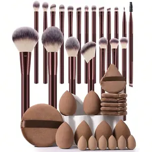 39PCS Makeup Brush & Sponge Tool Set, 20PCS High-Quality Synthetic Fiber Makeup Brushes, Professional Face Powder, Foundation and Blending Brushes, All-in-One Cosmetic Combination Kit for Daily Makeup, Travel and Gifts