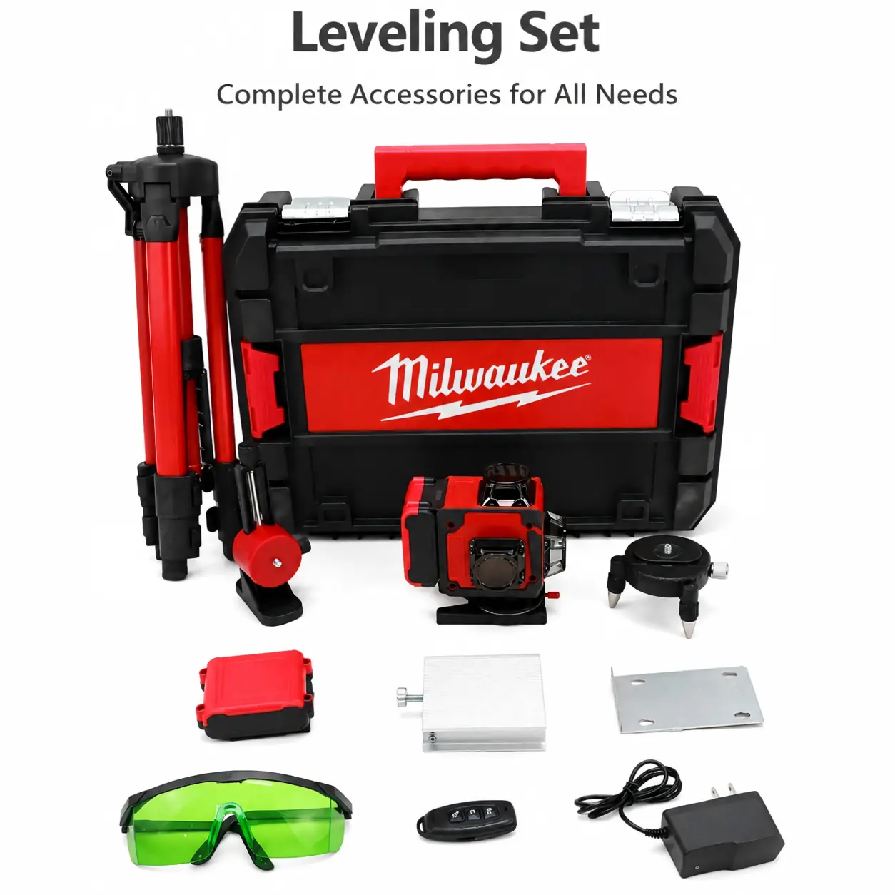 Milwaukee Leveling Tool Kit | High-Precision Aluminum Frame | Bubble Vials for Accurate Alignment | Ideal for Construction & Carpentry portable heavy-duty hand homedecor solution hex chuck light work accessory homedecor