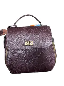 Women's Elegant Floral Embossed Fashionable Handbag, Crossbody & Shoulder Purse for Daily Use, Floral Embossed Bag
