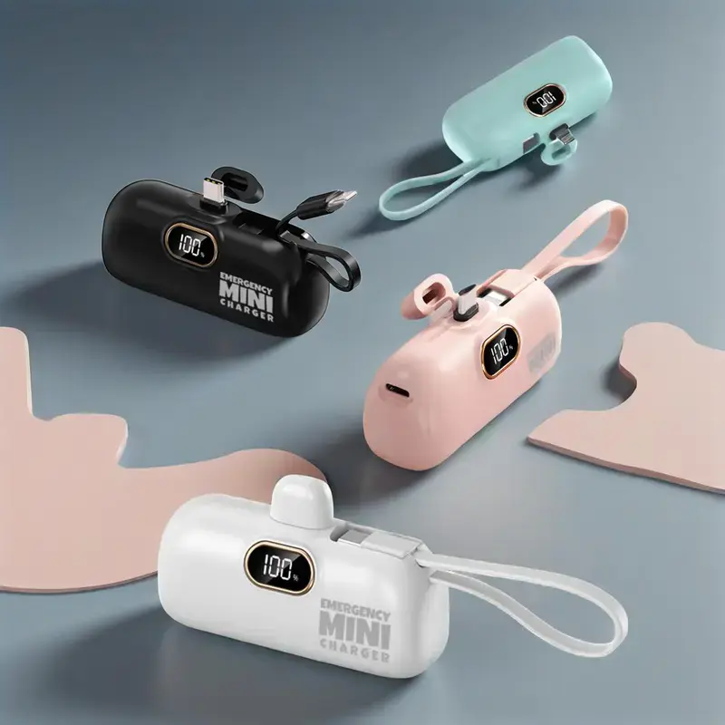 5000mAh Mini Portable Charger with 22.5W Output, Features Two USB Ports (Type-C & USB-A) and Digital Power Display for Accurate Monitoring, Compact and Lightweight Design Ensures Easy Portability