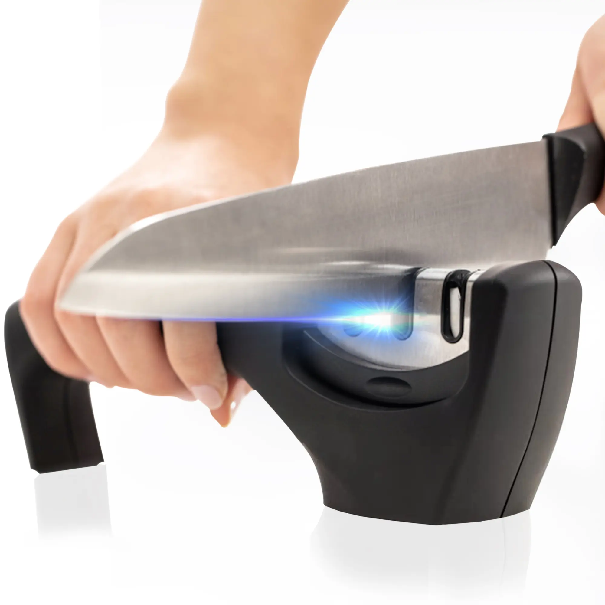 Manual Kitchen Knife Sharpener, Everyday Use, Metal Construction, Solid Base, Ergonomic Handle, Diamond Rod Sharpening Tool