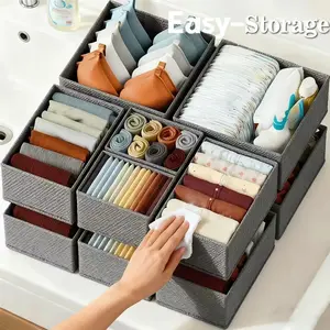 6-Piece Non-Woven Drawer Organizer Set, Heavy-Duty Closet & Dresser Storage Box, Space-Saving Design, Easy Clean Fabric Drawers, Fabric Storage Organizers