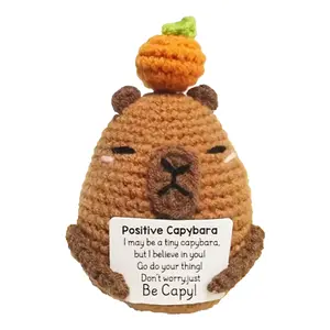Hand Crocheted Capybara Plush Toy, Cute Animal Design, Crochet Animals, Soft Huggable Handmade Crochet Figure | "Be Copy!" Positive Affirmation Gift, Encouragement | Cute Desk Decor for Kids & Adults