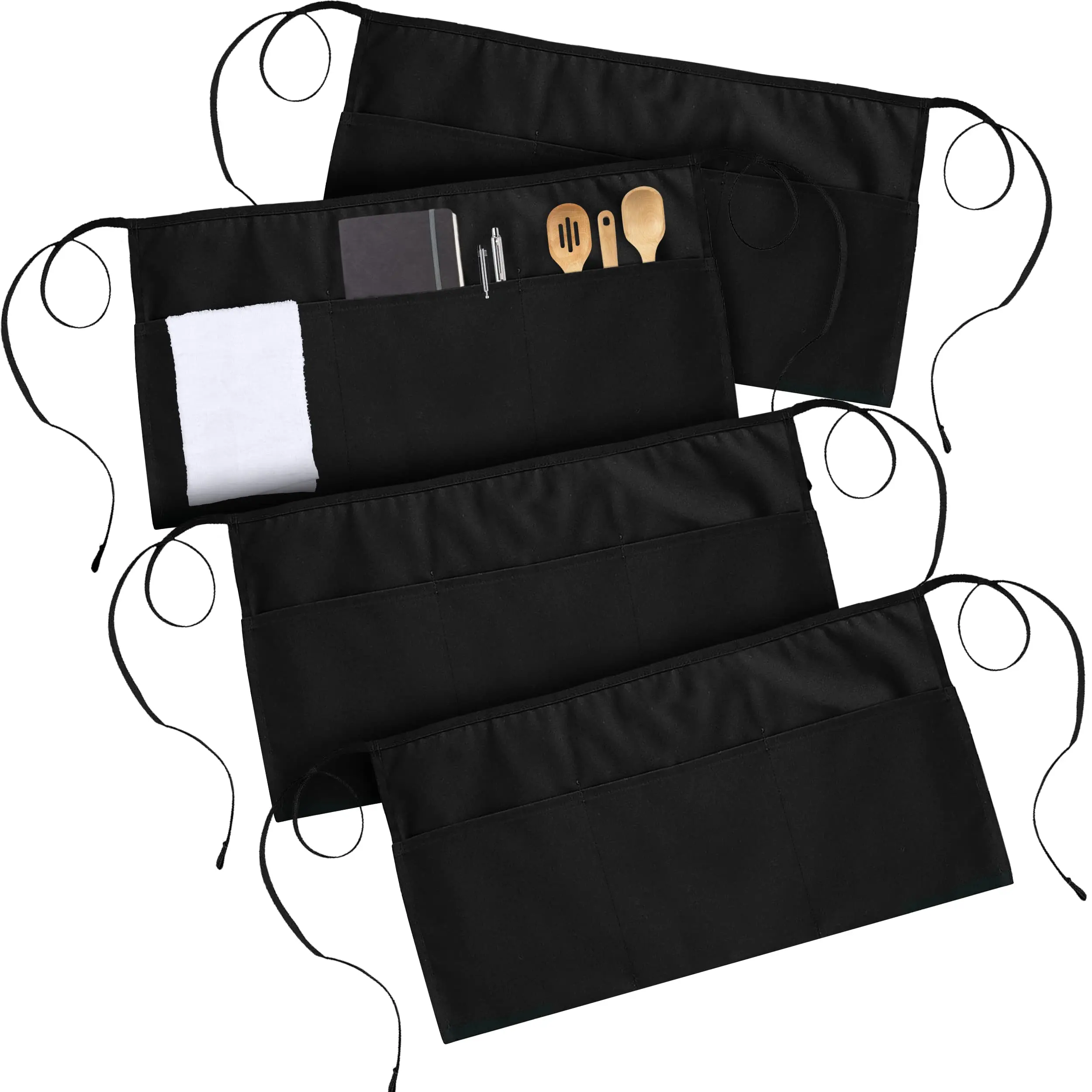 Kichly Polyester Server Aprons - 3 Pockets, Water & Oil Resistant, Adjustable Strap Waist Aprons for Waiters, Adjustable Strap Aprons Kichly Polyester Server Aprons - 3 Pockets, Water & Oil Resistant, Adjustable Strap Waist Aprons for Waiters, Adjustable Strap Aprons