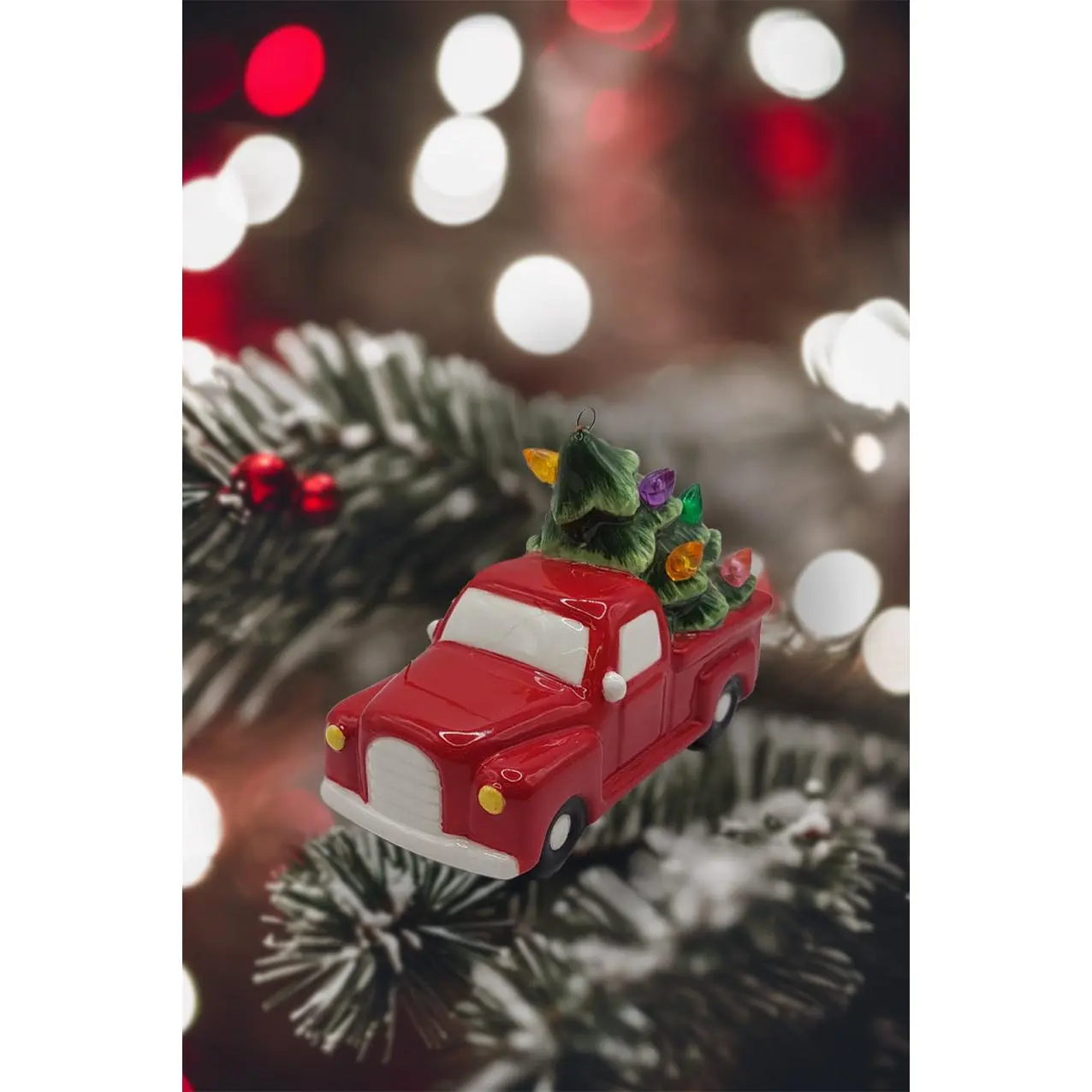 Tree Delivery Truck Christmas Ceramic Ornament by Wizardi F07N7-12