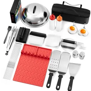 Blackstone Griddle Accessories Kit - 38 PSC with Smashed Burger Press, Silicone Grill Mat, Basting Cover & Spatula Set for Outdoor Camping BBQ