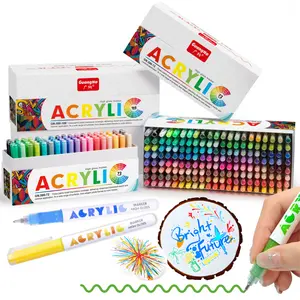 Acrylic Paint Markers, Acrylic Ballpoint Pens Bullet Tip 1.0 mm, High Gloss Gel Pens, Non-Bleed Ink, Odorless, Quick-Drying, Smoothly for Detail Work, Writing, Doodling, Note taking, Art Marker Set