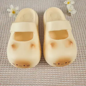 Cat Paw Print Water Stamp Slides | Cute Cartoon Mary Jane Clogs- Magic Footprint Summer Cloud Slippers