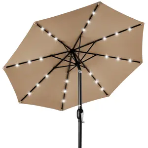 Best Choice Products 10ft Solar LED Lighted Patio Umbrella w/ Tilt Adjustment, UV-Resistant Fabric