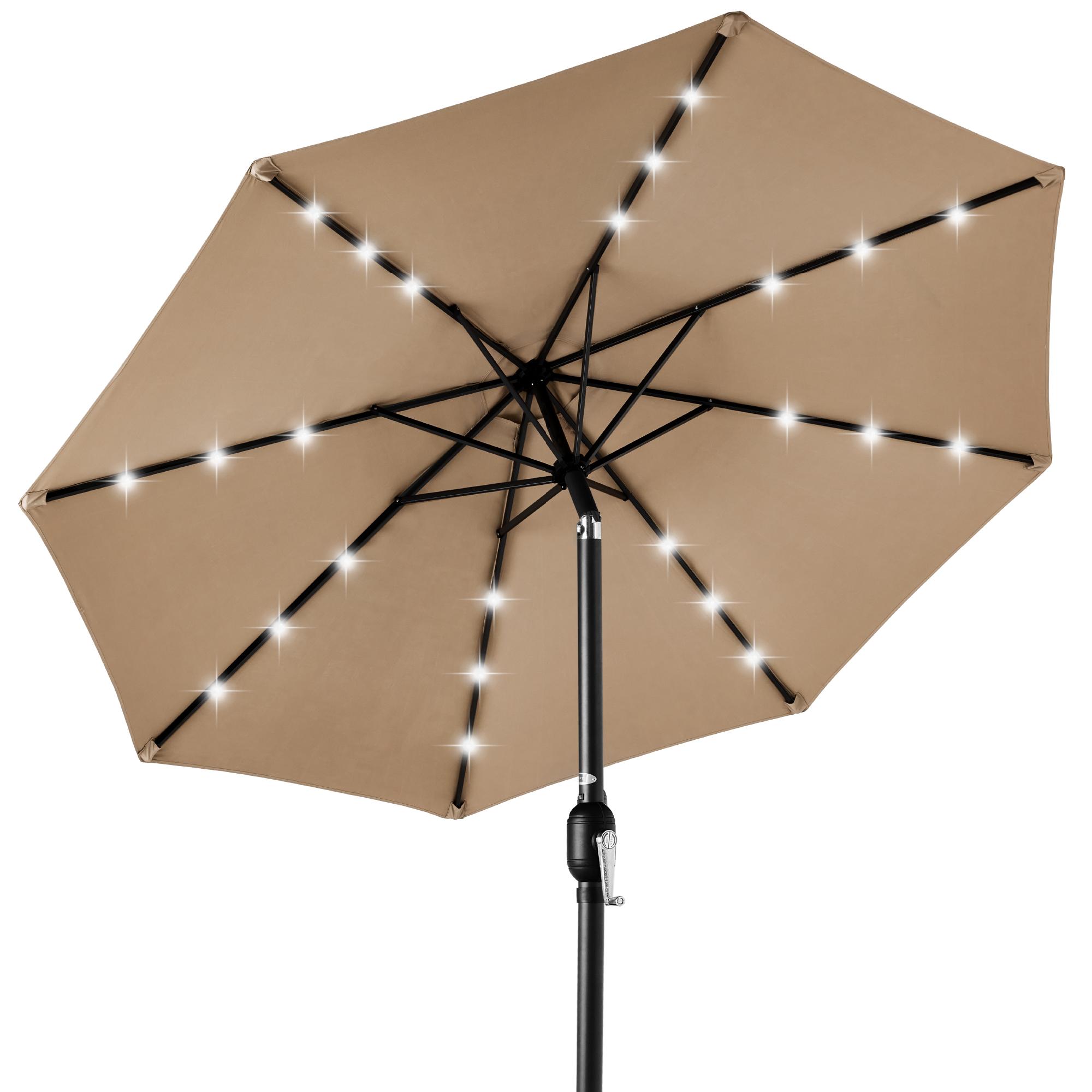 Best Choice Products 10ft Solar LED Lighted Patio Umbrella w/ Tilt Adjustment, UV-Resistant Fabric