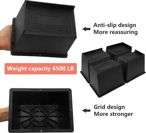 4 Pack Bed Risers 6 Inch Heavy Duty, Oversized Furniture Risers, Extra Wide Bed Lifts Risers for Table, Sofa, Dorm Twin XL, Couch, Desk, Bed Frame Risers Supports up to 6,500 Lbs HANIHUA