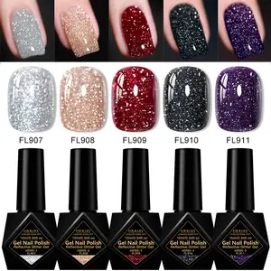 Classic Disco Sparkling Gel Nail Polish Set, 5Counts/Set, Brilliant Super Flashing Broken Diamond Nail Gel Polish, Soak Off UV/LED Gel Nail Varnish, Flash DIY Nail Art Design  for Nails and Toes, Decorative Nails, Nail Tech Supplies, Manicure