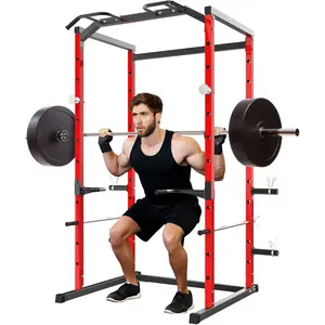 Power Cage, Squat Rack for Home Gym, 1100LB Capacity Power Rack with Pull-Up Bar, Adjustable Safety Bars, Strength Training for Home Gym