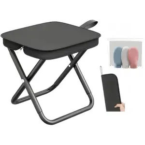 Portable 12inch Compact Telescopic Folding Stool, Small Foldable Chair for Camping Hiking Outdoor Concert, Comes with 3Pcs 60ML Travel Bottles Gift