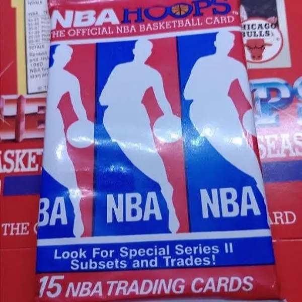 NBA HOOPS 1990 Series 2, Single Pack Factory Sealed 15 Trading Cards Featuring Michael Jordan Collectible Basketball Cards