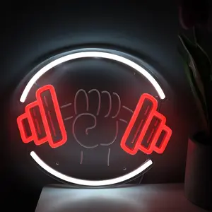 1pc Cool Hand Grip Dumbbell LED Neon Sign | Perfect for Home Gym, Fitness Studio, Garage, Bodybuilding Motto, Gym Weight Room, Athlete'S Bedroom, Fitness , Office, Motivation, Sports Bar, Workout Cave Decoration, Wall Hanging