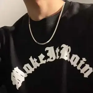 2024 new hip-hop blade flat snake bone necklace trendy simple titanium steel square snake bone chain versatile clavicle chain