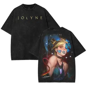 JoJo's bizarre adventure JOLYNE Anime Oversized T-Shirt, Heavyweight Cotton Shirt Regular Tshirt Clothes Top Man shirts men Seamless Black Streetwear