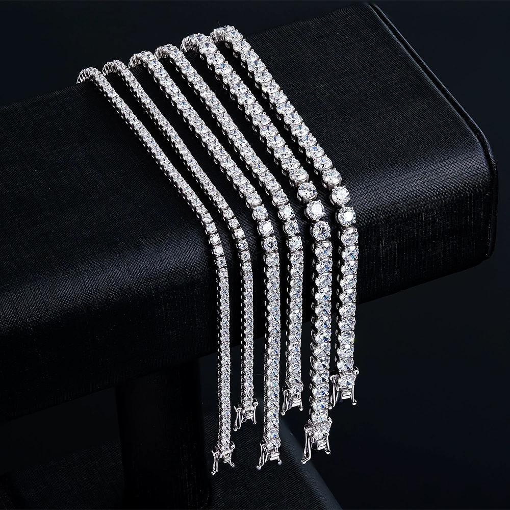TY GRA Certified Moissanite Tennis Necklace 2/3/4/5/6.5mm Solid   Sterling Silver Diamond Tennis Necklaces for Women Man