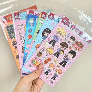 kawaii character sticker sheet, glossy sticker sheet, waterproof sticker sheet