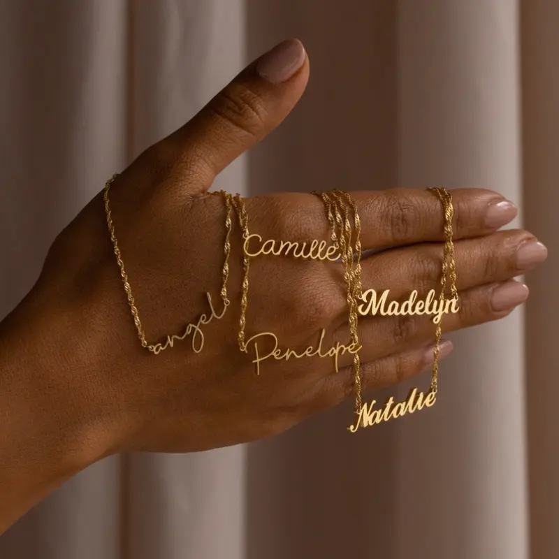 AS081 Custom Name Necklace Sparkle Twist Chain Personalized Gifts for Bridesmaid Proposal