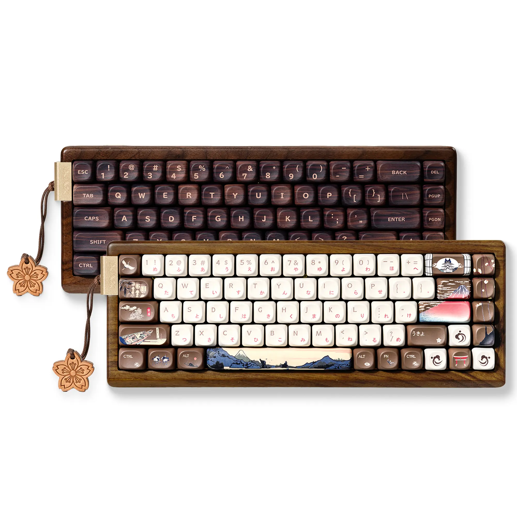 XVX MU68 FujiWave Theme 65% Tri-Mode Mechanical Keyboard, Hot Swappable Walnut Solid Case, Wireless Computer Keyboard for PC Gaming, QMK/VIA Supported, Hot Swappable Keyboards,back to school,back to school haul
