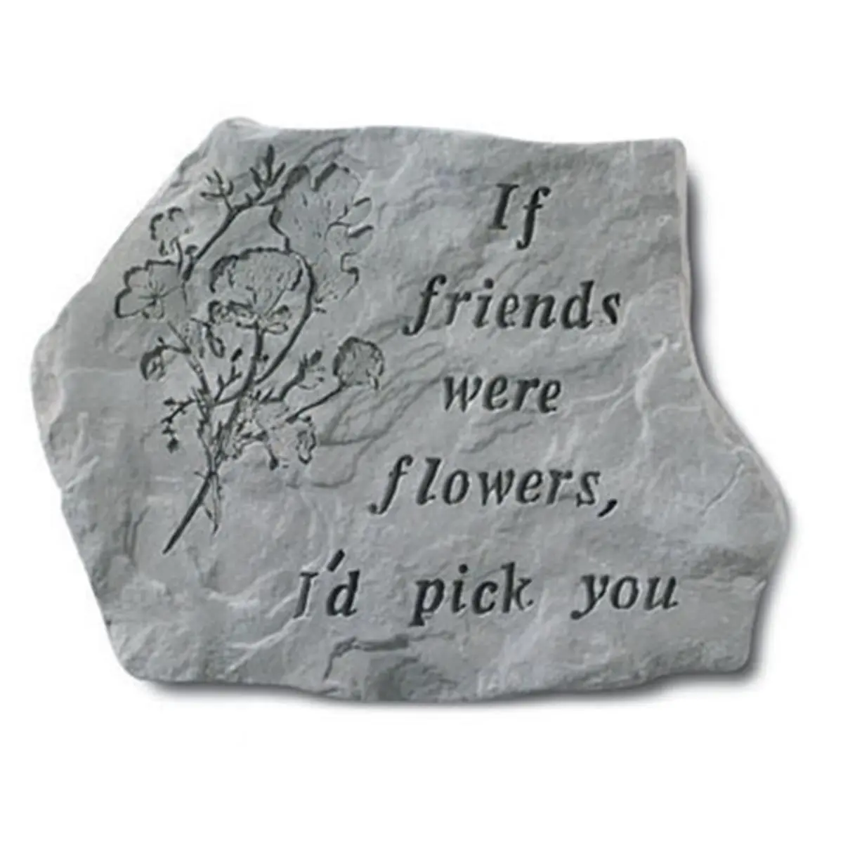 212 MAIN Engraved Cast Stone Friend Tribute Outdoor Memorial Furniture, "If Friends Were Flowers" Design, 15.5x11.5in, Hangar Back, Weatherproof, Wall-Mountable Garden Statue, Fence Accessory