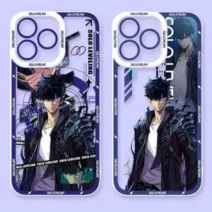 Hot Anime Solo Leveling Phone Cases For iPhone 17 Promax Pro Air 16 Plus 15 14 13 12 11 Angle Eyes Transparent Shockproof Protective Cover Perfect Christmas Halloween Birthday Gift