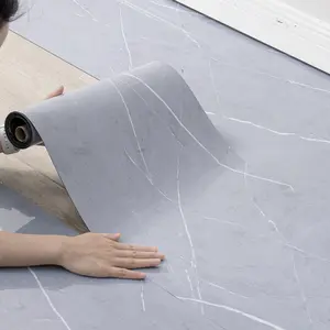 2 Rolls Matte Gray Marble Floor Sticker | Covers 25.8sq.ft | Waterproof & Scratch Resistant decorative wallpaper vinyl wood
