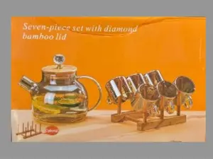 7 Piece Tea Pot Set with Diamond Bamboo Lid