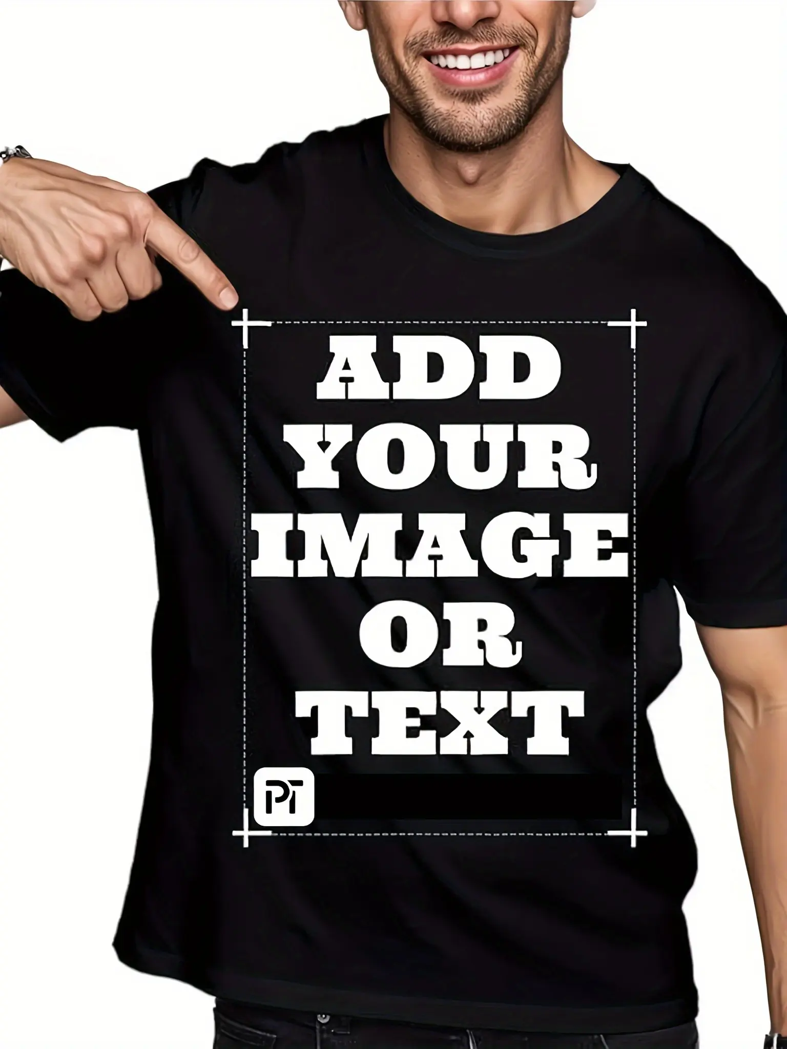 Men's Custom Print T-shirt, Casual Short-Sleeve Round Neck Top Personalized with Your Photo, Logo or Text for Outdoor Parties, Tshirt