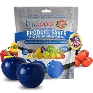 The Bluapple Bluapple Produce Saver 2-Pack Keeps Fruits & Vegetables Fresh Longer with Odor Control, Produce Freshness Extender for Refrigerator & Fridge Produce Storage