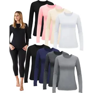 8 count Thermal Long Sleeve Shirts for Women Thermal Top Set Crew  Scrub Undershirt Base Layer Winter Long Underwear