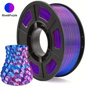 Silk PLA 3D Printer Filament Double Color Silk PLA Filament 1.75mm 3D Printing Filament Fit Most FDM Printers, 250g Spool(0.55lbs),  Color Blue&purple