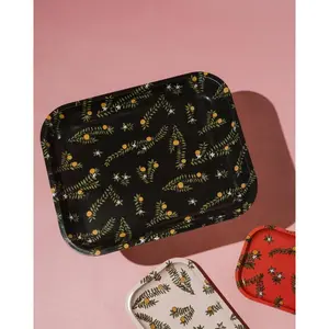 Large Black Orange Blossom Tray